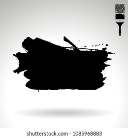 Black brush stroke and texture. Grunge vector abstract hand - painted element. Underline and border design.