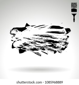 Black brush stroke and texture. Grunge vector abstract hand - painted element. Underline and border design.