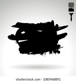 Black brush stroke and texture. Grunge vector abstract hand - painted element. Underline and border design.