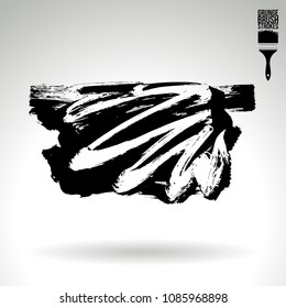 Black brush stroke and texture. Grunge vector abstract hand - painted element. Underline and border design.