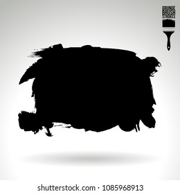 Black brush stroke and texture. Grunge vector abstract hand - painted element. Underline and border design.
