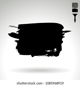 Black brush stroke and texture. Grunge vector abstract hand - painted element. Underline and border design.