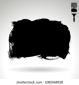 Black brush stroke and texture. Grunge vector abstract hand - painted element. Underline and border design.