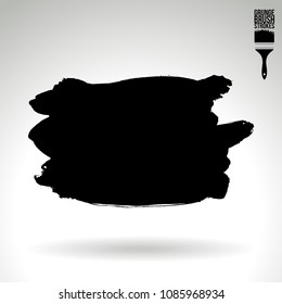 Black brush stroke and texture. Grunge vector abstract hand - painted element. Underline and border design.