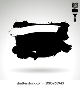 Black brush stroke and texture. Grunge vector abstract hand - painted element. Underline and border design.