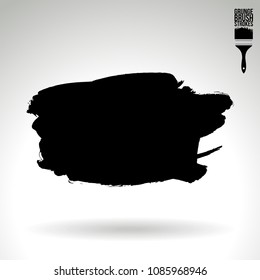 Black brush stroke and texture. Grunge vector abstract hand - painted element. Underline and border design.