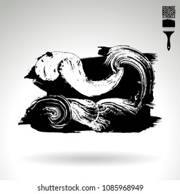 Black brush stroke and texture. Grunge vector abstract hand - painted element. Underline and border design.