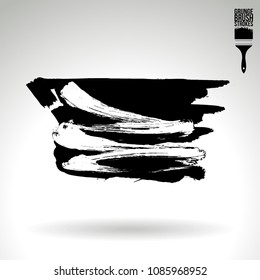 Black brush stroke and texture. Grunge vector abstract hand - painted element. Underline and border design.
