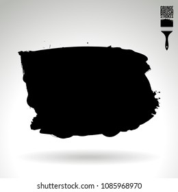 Black brush stroke and texture. Grunge vector abstract hand - painted element. Underline and border design.