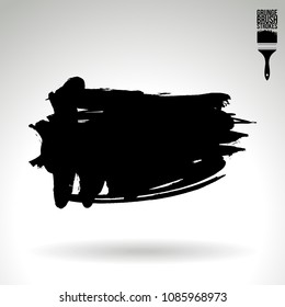 Black brush stroke and texture. Grunge vector abstract hand - painted element. Underline and border design.