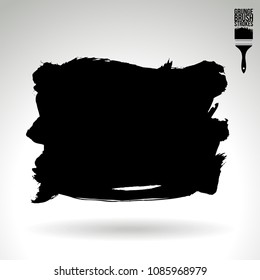 Black brush stroke and texture. Grunge vector abstract hand - painted element. Underline and border design.