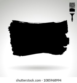 Black brush stroke and texture. Grunge vector abstract hand - painted element. Underline and border design.
