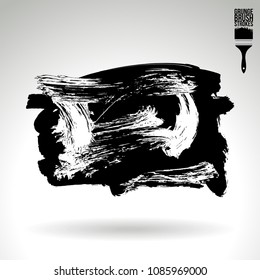 Black brush stroke and texture. Grunge vector abstract hand - painted element. Underline and border design.