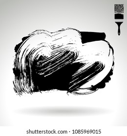 Black brush stroke and texture. Grunge vector abstract hand - painted element. Underline and border design.
