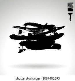 Black brush stroke and texture. Grunge vector abstract hand - painted element. Underline and border design.