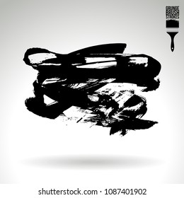 Black brush stroke and texture. Grunge vector abstract hand - painted element. Underline and border design.