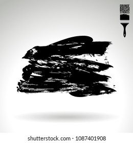 Black brush stroke and texture. Grunge vector abstract hand - painted element. Underline and border design.