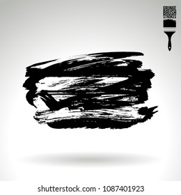 Black brush stroke and texture. Grunge vector abstract hand - painted element. Underline and border design.