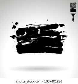 Black brush stroke and texture. Grunge vector abstract hand - painted element. Underline and border design.
