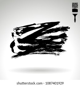 Black brush stroke and texture. Grunge vector abstract hand - painted element. Underline and border design.
