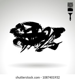 Black brush stroke and texture. Grunge vector abstract hand - painted element. Underline and border design.