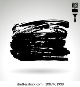 Black brush stroke and texture. Grunge vector abstract hand - painted element. Underline and border design.