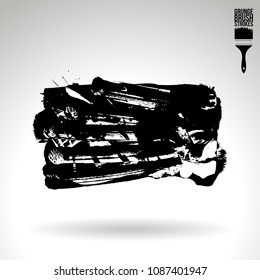 Black brush stroke and texture. Grunge vector abstract hand - painted element. Underline and border design.