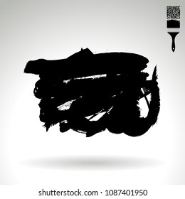 Black brush stroke and texture. Grunge vector abstract hand - painted element. Underline and border design.