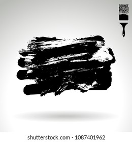 Black brush stroke and texture. Grunge vector abstract hand - painted element. Underline and border design.
