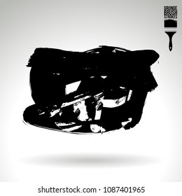 Black brush stroke and texture. Grunge vector abstract hand - painted element. Underline and border design.