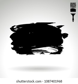 Black brush stroke and texture. Grunge vector abstract hand - painted element. Underline and border design.
