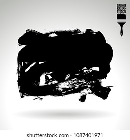 Black brush stroke and texture. Grunge vector abstract hand - painted element. Underline and border design.