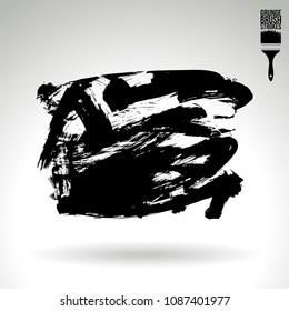 Black brush stroke and texture. Grunge vector abstract hand - painted element. Underline and border design.