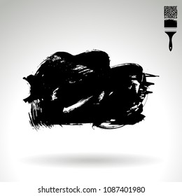 Black brush stroke and texture. Grunge vector abstract hand - painted element. Underline and border design.