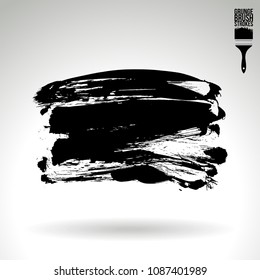 Black brush stroke and texture. Grunge vector abstract hand - painted element. Underline and border design.