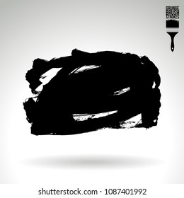 Black brush stroke and texture. Grunge vector abstract hand - painted element. Underline and border design.