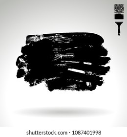 Black brush stroke and texture. Grunge vector abstract hand - painted element. Underline and border design.