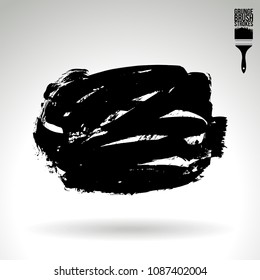 Black brush stroke and texture. Grunge vector abstract hand - painted element. Underline and border design.