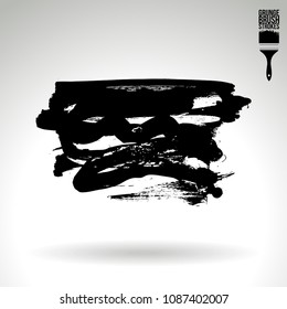Black brush stroke and texture. Grunge vector abstract hand - painted element. Underline and border design.