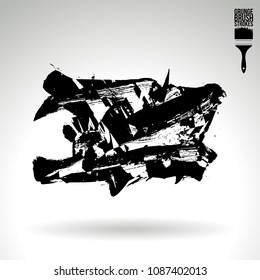 Black brush stroke and texture. Grunge vector abstract hand - painted element. Underline and border design.