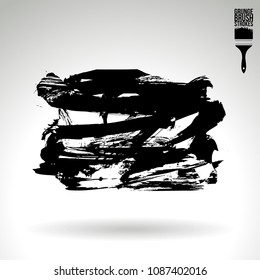 Black brush stroke and texture. Grunge vector abstract hand - painted element. Underline and border design.