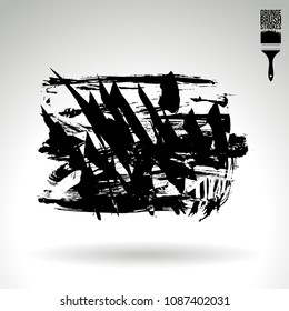 Black brush stroke and texture. Grunge vector abstract hand - painted element. Underline and border design.