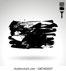 Black brush stroke and texture. Grunge vector abstract hand - painted element. Underline and border design.