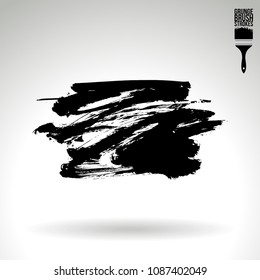Black brush stroke and texture. Grunge vector abstract hand - painted element. Underline and border design.
