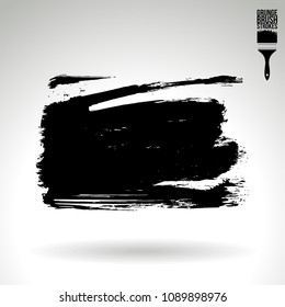 Black brush stroke and texture. Grunge vector abstract hand - painted element. Underline and border design.