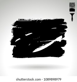 Black brush stroke and texture. Grunge vector abstract hand - painted element. Underline and border design.