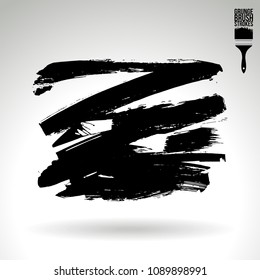 Black brush stroke and texture. Grunge vector abstract hand - painted element. Underline and border design.