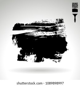 Black brush stroke and texture. Grunge vector abstract hand - painted element. Underline and border design.
