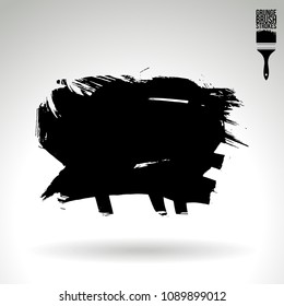 Black brush stroke and texture. Grunge vector abstract hand - painted element. Underline and border design.