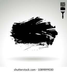 Black brush stroke and texture. Grunge vector abstract hand - painted element. Underline and border design.